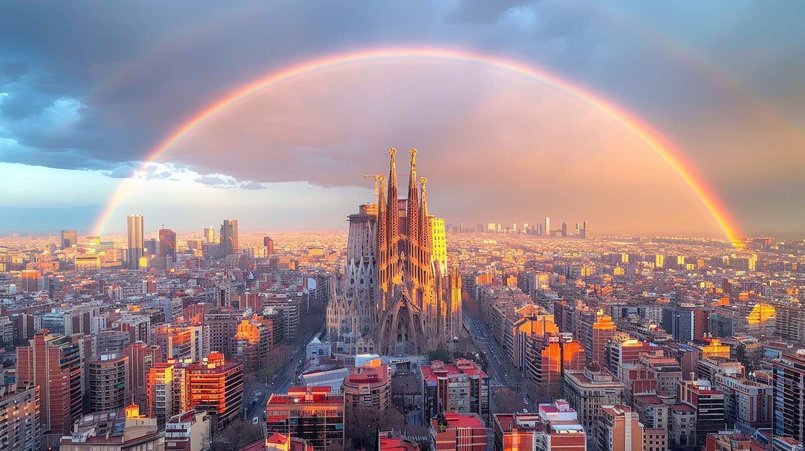 Foto aérea de arco iris en ciudad